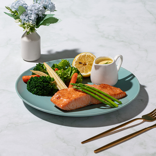 Sticky Roasted Salmon with Sautéed Vegetables